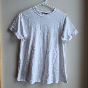 Asos Plain White T-Shirt With Rolled Shortsleeves Size 4